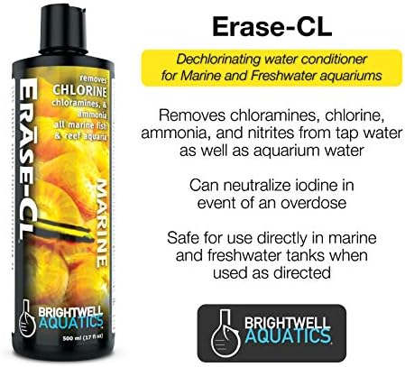 Brightwell Aquatics Erase-Cl-Tüm Deniz ve Tatlı Su Akvaryumlarında Klor, Kloramin ve Amonyağı Temizler