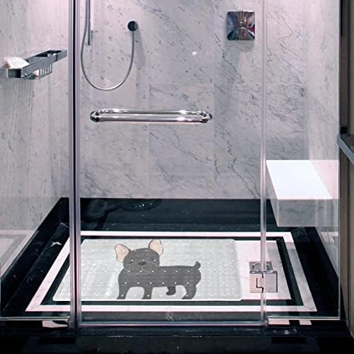 Elle Çizilmiş Fransız Bulldog banyo duş matı Küvet Çocuk Mat (14.7x26. 9 inç) vantuz ve Drenaj Delikleri ile Banyo Duşları, Küvet