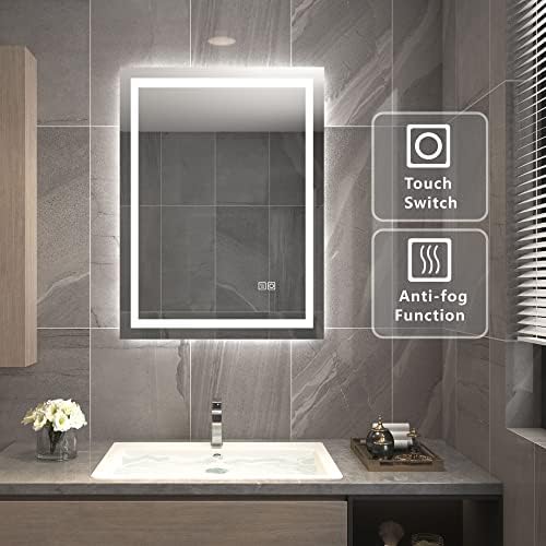 Banyo LED Ayna 24 X 32 Duvar Montaj Arkadan Aydınlatmalı Anti-Sis Fonksiyonu Duvara Monte w/Sensör Dokunmatik (Bluetooth Olmadan)
