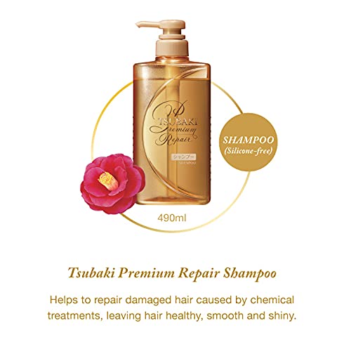 TSUBAKİ Premium Onarım Şampuanı 490ml-Kimyasal tedavilerin neden olduğu hasar görmüş saçları onarmak için güzellik ve onarım