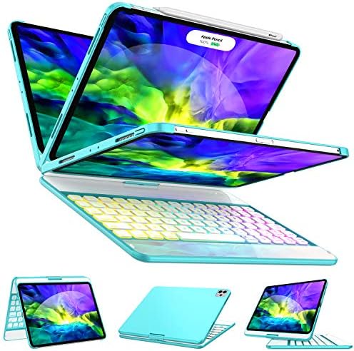 iPad Pro 11 inç 2021 için Klavye Kılıfı (3. Nesil), 360 Döndürme-17 Renkli Arkadan Aydınlatmalı-Kalemlik-iPad Pro 11 inç 3./2./1.