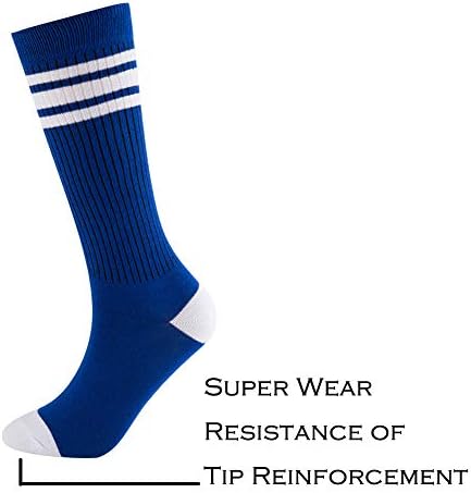 NEVSNEV Diz Yüksek Tüp Çorap Erkek Çocuklar için Üçlü Çizgili Rahat ve Nefes Alabilir,