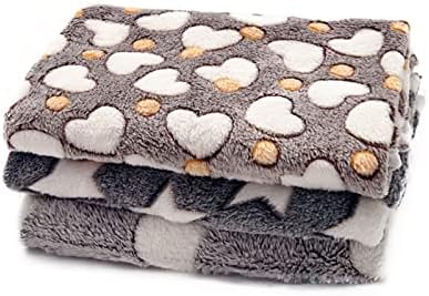1 Paket 3 Yavru Battaniye Süper Yumuşak Sıcak Uyku Mat Gri Sevimli Baskı Battaniye Kabarık Polar evcil hayvan battaniyesi Pazen