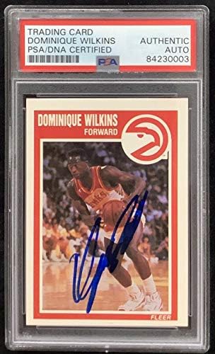 Dominique Wilkins İmzalı 1989 Fleer 7 Basketbol Kartı HOF İmzalı PSA / DNA-İmzasız Basketbol Kartları