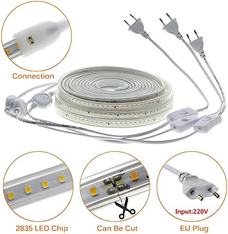 DJASM LED şerit yüksek güvenlik yüksek parlaklık 120 LEDs / m esnek LED ışık açık su geçirmez LED şerit ışık (Renk: Doğal beyaz,