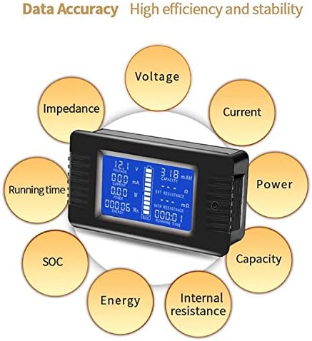 AUTENS DC İşlevli Pil Monitör Metre ile LCD ekran, 0-200 V 0-100A Gerilim Akım Güç Enerji Empedans Direnç Kapasite Multimetre