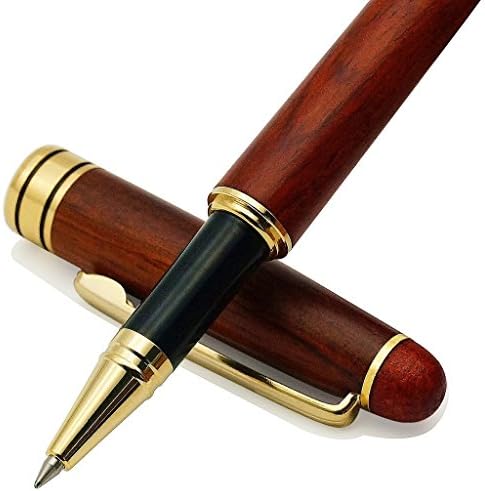IDEAPOOL Hakiki Gülağacı Tükenmez Kalem Yazma Seti - Ekstra 2 Siyah Mürekkep Yedekler-Fantezi Güzel Hediye Kalem Seti İmza Yönetici