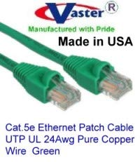 Made in USA, (26 Ft), Cat5e Ethernet Yama Kablosu-RJ45 Bilgisayar Ağ Kablosu-Yeşil