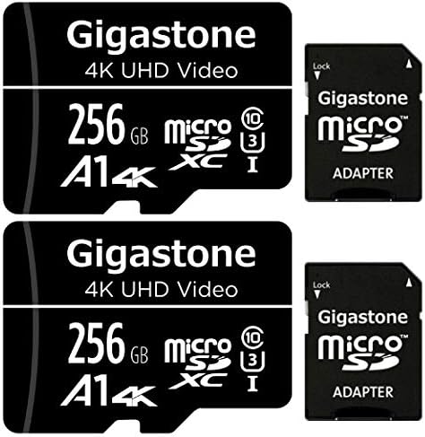 Gigastone 256 GB 2-Pack Mikro SD Kart, 4 K Video Pro, GoPro, Gözetim, Güvenlik Kamera, Eylem Kamera, Drone, 100 MB/s MicoSDXC