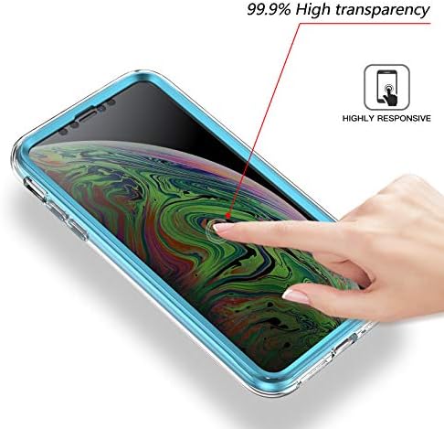 NASOUSA Bling Krom Tam Vücut TPU Tampon Olgu ile Dahili Ekran Koruyucu için 6.5 inç iPhone Xs MAX (2018) (Mavi Mermer)