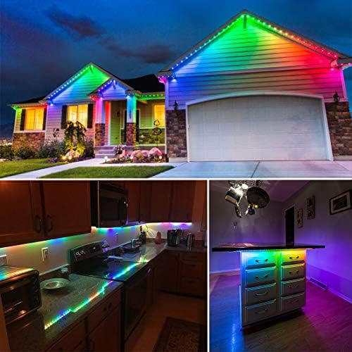 JUNWEN RGB LED şerit ışıklar açık, 384 LEDs 40FT renk değişimi halat ışık, 110 V eklentisi gökkuşağı bant ışıkları, su geçirmez,