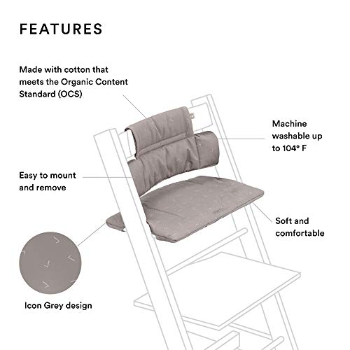 Tripp Trapp Klasik Yastık, Simge Gri-Destek ve Konfor için Tripp Trapp Sandalye ve Mama Sandalyesi ile Eşleştirin-Makinede Yıkanabilir