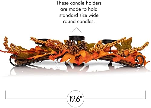 Ornativity Akçaağaç Yaprakları Mumluk-Şükran Güz Hasat Temalı Şamdan Centerpiece Süslemeleri ile Çam Kozalakları ve Meşe Palamudu