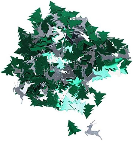BinaryABC Noel Masa Konfeti, Noel Dekorasyon, Merry Christmas Sequins Parti Konfeti (15g) (Yeşil Gümüş)