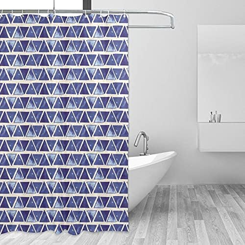 Mavi Geometrik Dalgalanma Duş Perdesi Liner Setleri ile Hooks Ağır Duş Liner Banyo Liner için Duş 66x72 in
