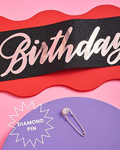 xo, Fetti Doğum Günü Kız Kanat - Siyah Glitter + Gül Altın Folyo / Doğum Günü Parti Süslemeleri-16th, 21st, 30th, 40th, 50th,