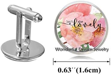 Waozshangu Aşk Alıntı Kol Düğmeleri Değil Mi O Güzel Çiçek Charm Kol Düğmeleri moda Takı Kadın Eşi Kızı, PU384