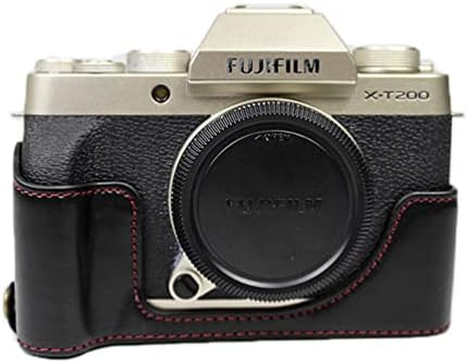 Fujifilm X-T200 ile Uyumlu Deri Kamera Yarım Kılıfı (Siyah)