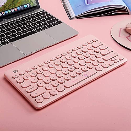 Tablet PC Bilgisayar için Mouse Pad ile FD Kablosuz Klavye ve Fare Combo, Retro Piggy Yuvarlak Tuşlar, Pembe
