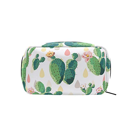 Unicey Yeşil Kaktüs Çiçekler Makyaj Çantaları Taşınabilir Tote Kozmetik Çantası seyahat kozmetik düzenleyici makyaj çantası makyaj