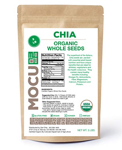 Sertifikalı Organik Chia Tohumları / ABD'de Üçlü Temizlenmiş / Soğuk Depolanmış / Taze Hasat Edilmiş / 3 LBS