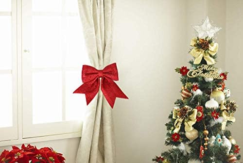 Vesıl Büyük Kırmızı Glitter Şerit papyon Noel Ağacı Parti Süslemeleri Noel Dekor Çelenk Süsler, 10 x 11