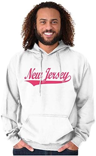 New Jersey NJ klasik atletik komut dosyası Hoodie Sweatshirt kadın erkek beyaz