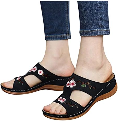 USYFAKGH platform sandaletler yaz bayanlar moda kama topuk nakış çiçek sandalet kadın ayakkabı