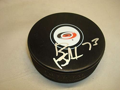Brett Bellemore İmzalı Carolina Hurricanes Hokey Diski İmzalı 1B İmzalı NHL Diskleri
