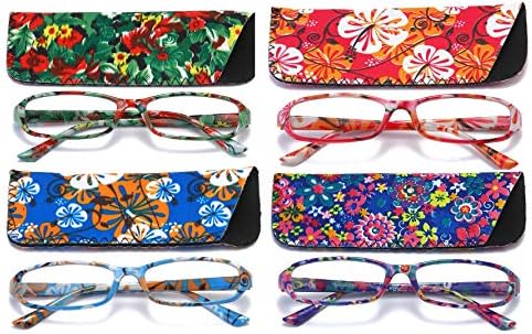 SOOLALA 4-Pair Moda Bahar Menteşe Dikdörtgen Okuma Gözlükleri w/Eşleştirme Kılıfı