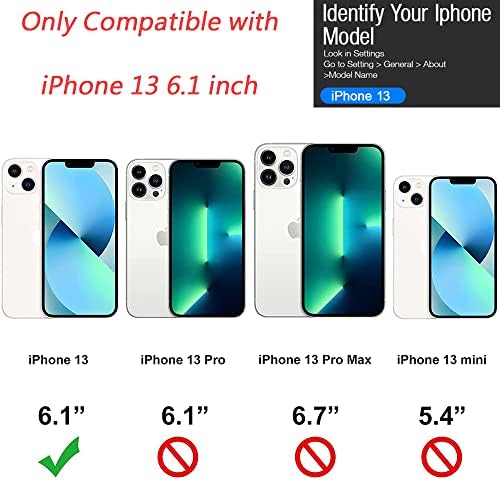 ZVE Magsafe Cüzdan Kılıf iPhone 13 6.1 inç ile Uyumlu, Fermuarlı Deri RFID Kart Tutucu Yuvaları Manyetik Kablosuz Şarjlı Kılıf,