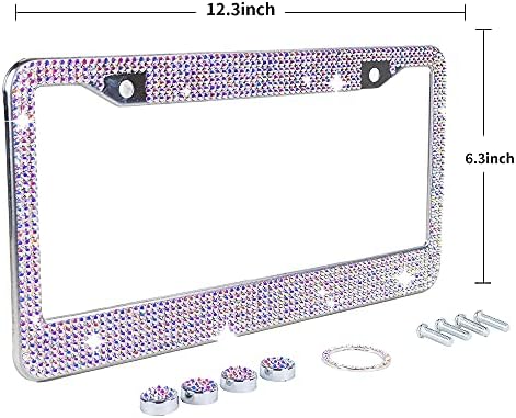 Kadınlar için Bling Plaka Çerçevesi, Glitter Kutusu ile 2 Paket El Yapımı Plaka Çerçeveleri, 1200 Adet Üzerinde 14 Yönleriyle