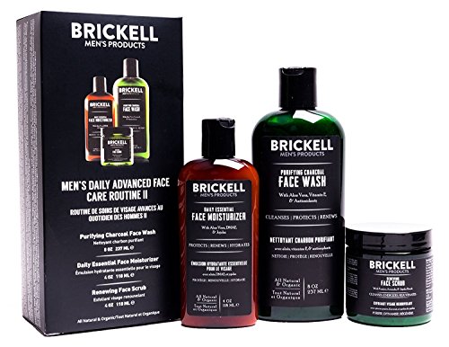 Brickell Erkek Günlük Gelişmiş Yüz Bakım Rutini II, Aktif Kömür Yüz Temizleyici, Yüz Ovma, Yüz Nemlendirici Losyon, Doğal ve