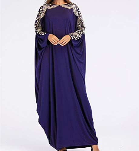 Qianliniuinc Kadınlar Müslüman Maxi Elbise Abaya-Lady Uzun Kollu Maxi Elbise Dubai Elbisesi Jalabiya Bir Boyut