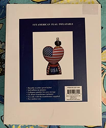 Evde 5ft Şişme Amerikan Bayrağı ABD Kalp Kartal Yurtsever Dördüncü Temmuz Açık Dekorasyon Kendini Şişirir