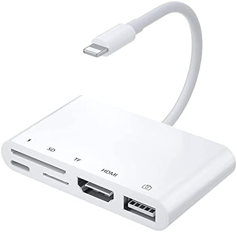 Yıldırım HDMI Adaptörü, 5 in 1 USB OTG Kamera Dijital AV Hub Adaptörü, SD & TF Kart Okuyucu, 1080 P Sync Ekran Dönüştürücü ile