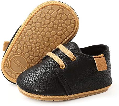 SOFMUO Bebek Erkek Kız Dantel Up Deri Sneakers Yumuşak Kauçuk Taban Bebek Moccasins Yenidoğan Oxford Loafer'lar Kaymaz Toddler