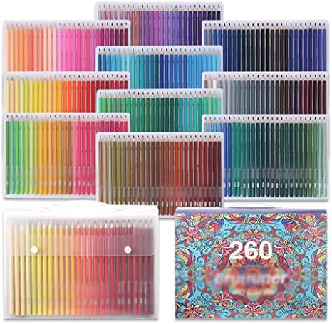 SLSFJLKJ 260 Renkler Ahşap Renkli Kalemler Yağlı Renkli renkli kalem Seti Okul Çizim Sanat Malzemeleri (Renk: A)