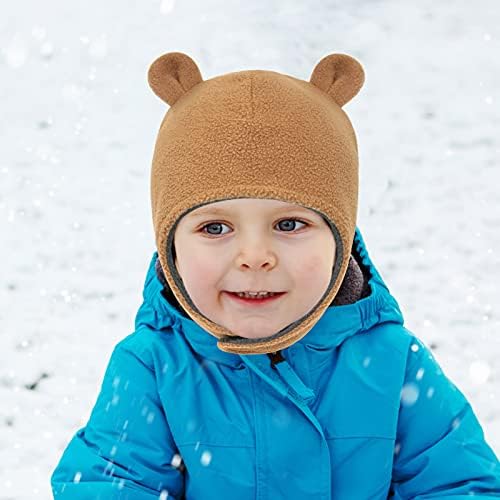 Bebek Kış Şapka ve Mitten Set Geri Dönüşümlü Toddler Kış Şapka ile Ayı Kulaklar Sıcak Polar Yenidoğan Kış Şapka Bebek Bere