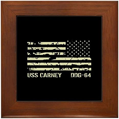 CafePress USS Carney Çerçeveli Karo Çerçeveli Karo, Dekoratif Karo Duvar Asma