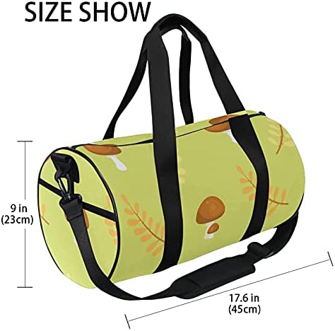 Spor çantası spor spor çantası Haftasonu Çanta Tote Yeşil Mantar Yaprakları Sevimli Sonbahar Şükran Günü Seyahat Egzersiz Çantası