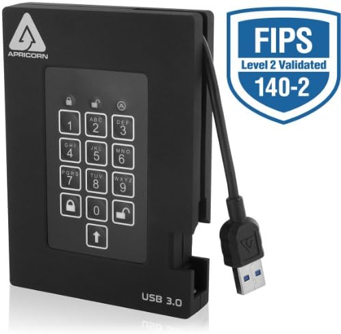 Kayısı 2 TB Aegis Fortress FIPS 140-2 Seviye 2 Doğrulanmış 256 Bit Şifreli USB 3 Harici SSD (A25-3PL256-S2000F)
